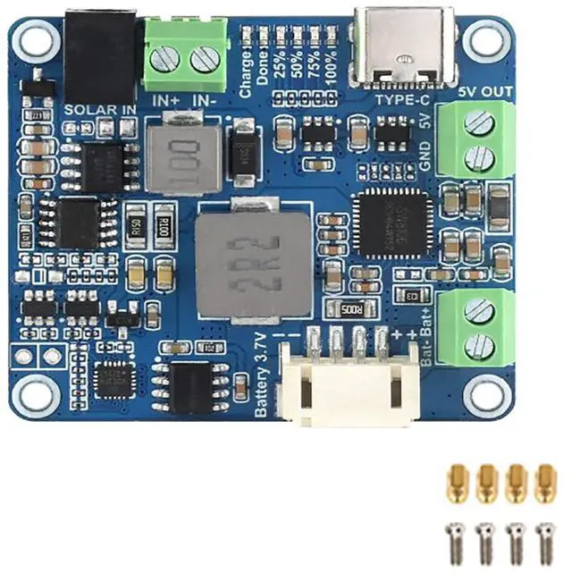 Main image of Solar Power Manager Module (D) Fits Raspberry Pi/Jetson Nano/Arduino Supports Type-C Power Adapter or 6V~24V Solar Panel and 5V/3A Output