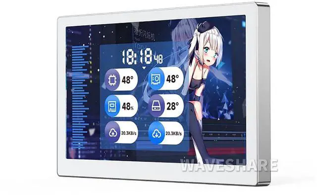Main image of 5 Inch USB Monitor Desktop Ambient Screen IPS Panel PC Case Secondary Screen 800×480 Type-C Interface with Music Spectrum Analysis Function (Silver)