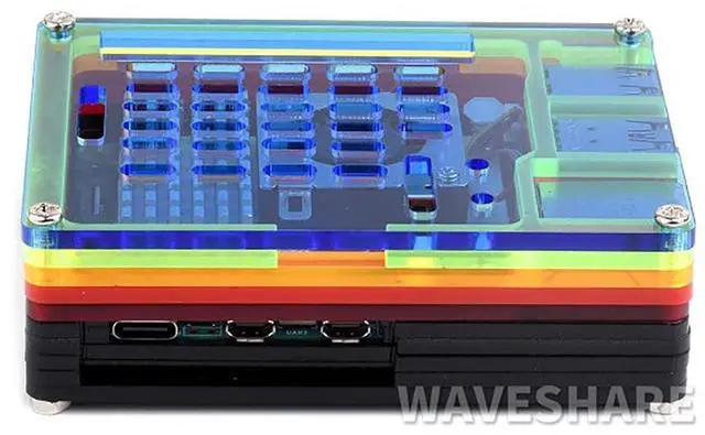 Main image of Rainbow Acrylic Case for Raspberry Pi 5 Supports Installing with Official Active Cooler Colorful Translucent Acrylic Case
