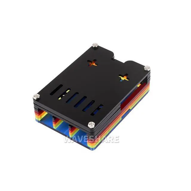 Alt view image 2 of 5 - Rainbow Acrylic Case for Raspberry Pi 5 Supports Installing with Official Active Cooler Colorful Translucent Acrylic Case
