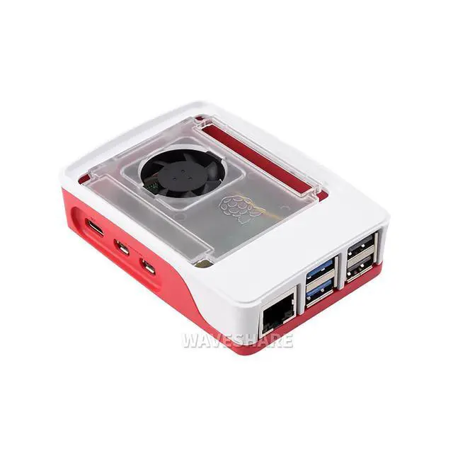 Alt view image 2 of 6 - Official for Raspberry Pi Case Fits Raspberry Pi 5 with Built-in Cooling Fan Red/White Color Precise Openings for Connecting