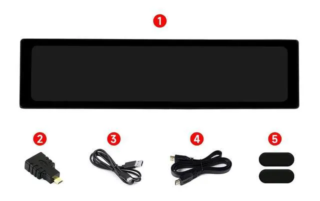 Alt view image 3 of 7 - 11.9 Inch IPS Display 320×1480 Toughened Glass Panel PC Side Monitor for Raspberry Pi/Jetson Nano/PC HDMI Interface Hi-Fi Speaker with Metal Case