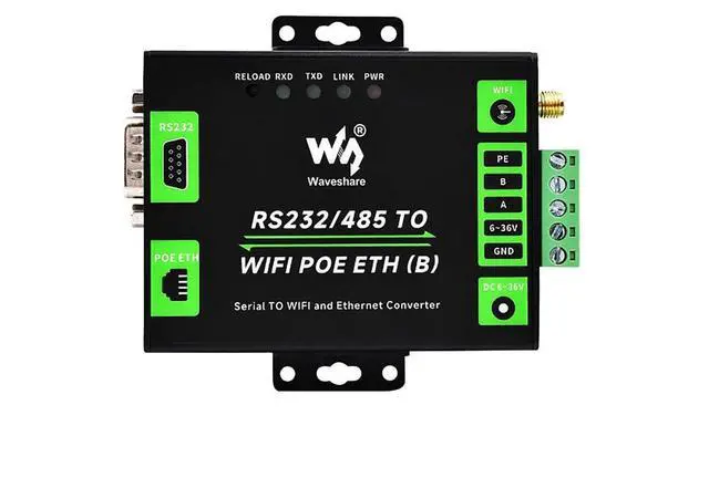 Main image of Industrial Grade RS232/485 to WiFi POE Ethernet Serial Server 6t Modbus Gateway MQTT Gateway Metal Case