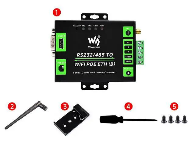 Alt view image 3 of 7 - Industrial Grade RS232/485 to WiFi POE Ethernet Serial Server 6t Modbus Gateway MQTT Gateway Metal Case