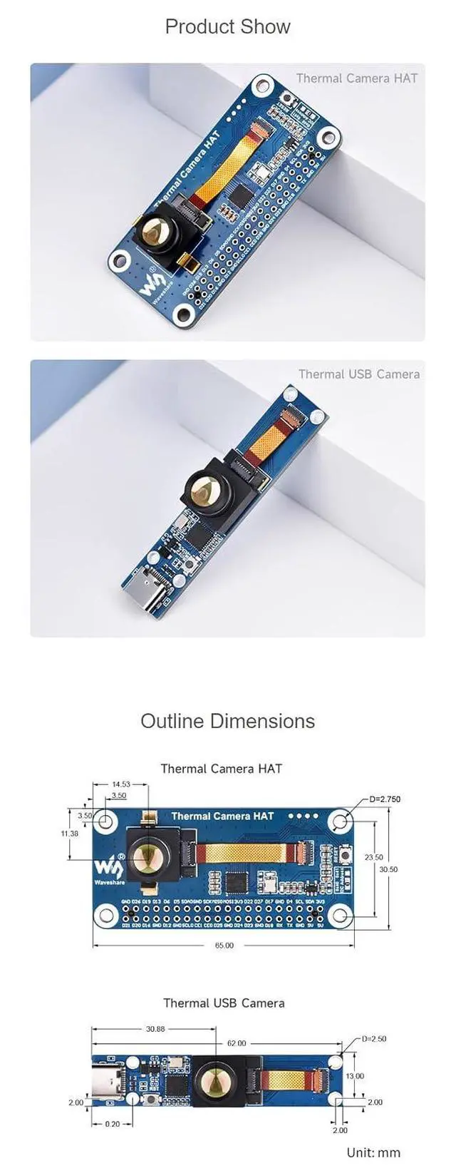 Alt view image 7 of 7 - Long-Wave IR Thermal Imaging Camera Module for Raspberry Pi 80×62 Pixels 45°FOV Type-C Port