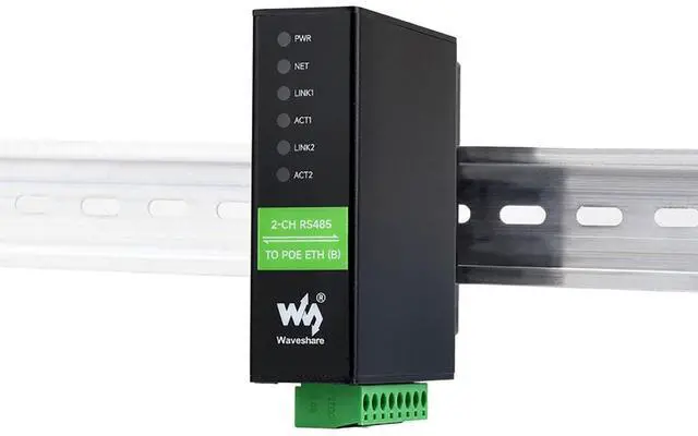 Main image of Industrial Serial Module 2-Ch RS485 to RJ45 Ethernet Serial Server Dual ETH Ports POE Network Port Bi-Directional Transparent Transmission