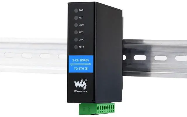 Main image of Industrial 2-Ch RS485 to RJ45 Ethernet Serial Server Dual ETH Ports Dual Channels RS485 Independent Operation Bi-Directional Transparent Transmission