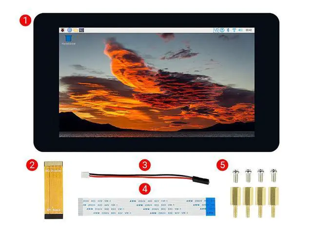 Alt view image 3 of 7 - 7 Inch DSI Touchscreen for Raspberry Pi, 800×480 IPS LCD Display, Capacitive 5-Point Touch, Adjustable Brightness, for Pi 5/4B/3B+/CM4, No Need Driver