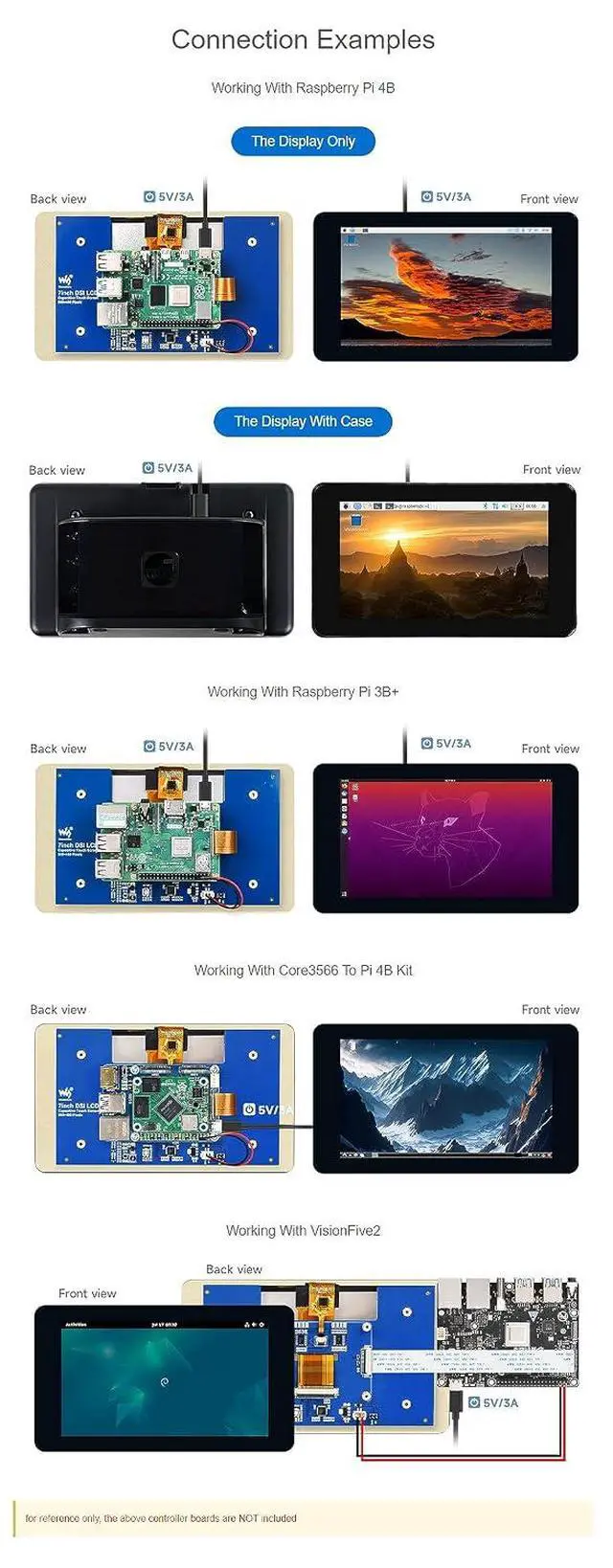 Alt view image 5 of 7 - 7 Inch DSI Touchscreen for Raspberry Pi, 800×480 IPS LCD Display, Capacitive 5-Point Touch, Adjustable Brightness, for Pi 5/4B/3B+/CM4, No Need Driver