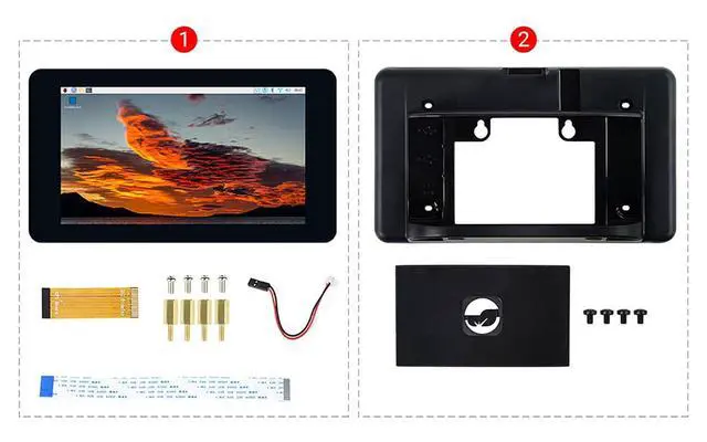 Alt view image 3 of 7 - 7inch Capacitive Touch Display for Raspberry Pi 4B 3B+ 3A+ 3B 2B B+ A+ CM3 3+ 4/VisionFive2/Core3566 DSI Interface IPS Screen 800×480 with Case
