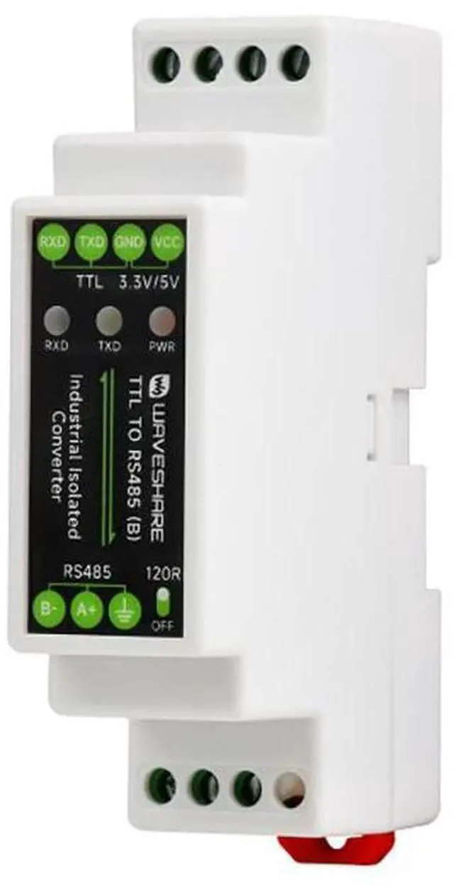 Main image of Galvanic Isolated Rail-Mount TTL to RS485 Converter, 600W Lightningproof & Anti-Surge, Multi-Isolation Protection 3.3V-5V