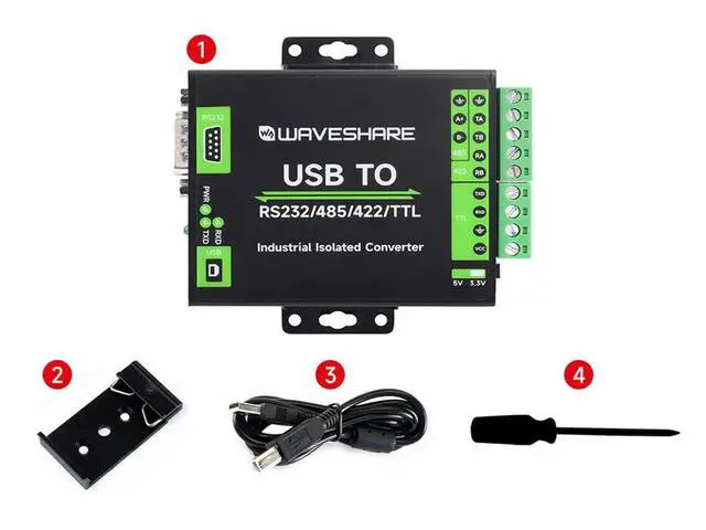 Alt view image 3 of 7 - Industrial Grade USB to RS232/485/422/TTL Converter Onboard FT232RNL Support Mac Linux Android Windows 11 10 8.1 8 7 Multiple Protection