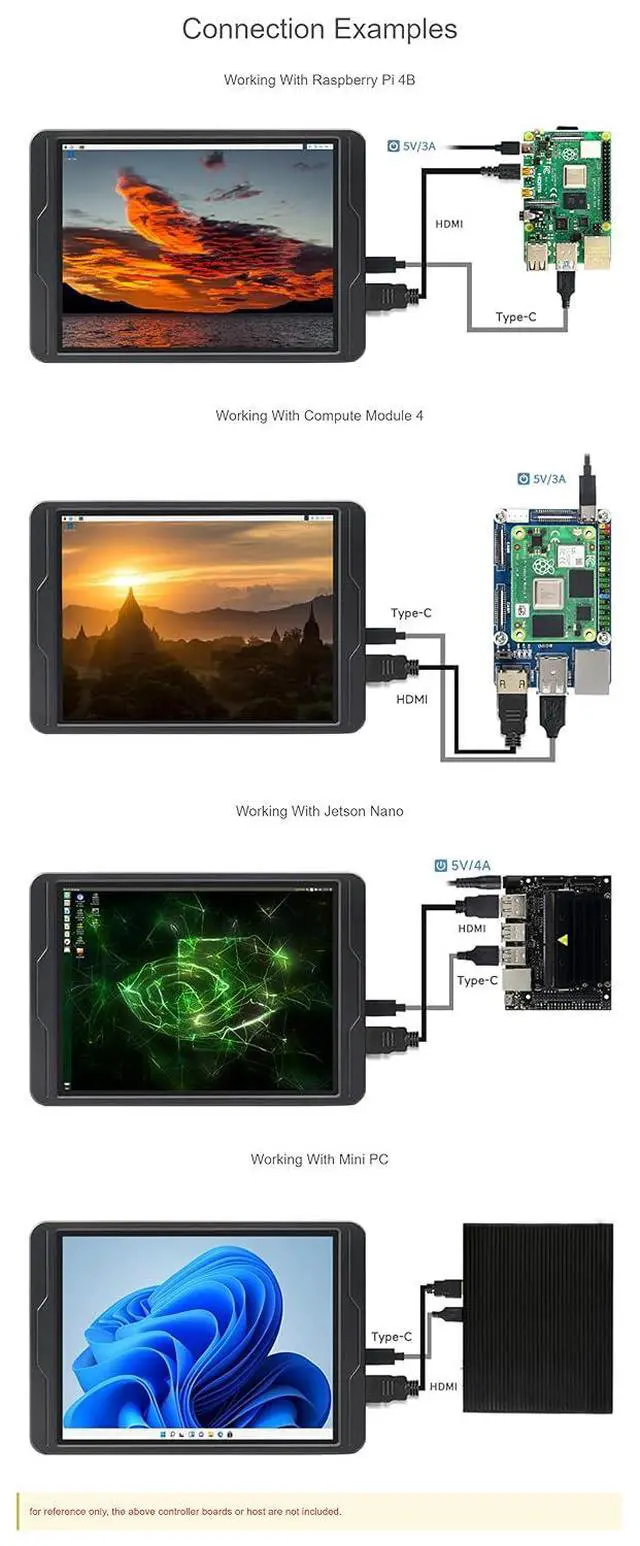 Alt view image 5 of 7 - 8inch for Raspberry Pi Screen Touchscreen 2K High Resolution Capacitive Display for Raspberry Pi 4B CM4 Jetson Nano 1536×2048 IPS Screen