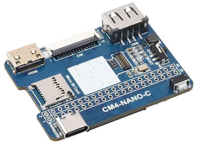 Alt view image 3 of 7 - Nano Base Board C Version for Raspberry Pi Compute Module 4 Lite/eMMC (CM4 not Include), with 8MP 160°FOV Camera, Same Size As The CM4
