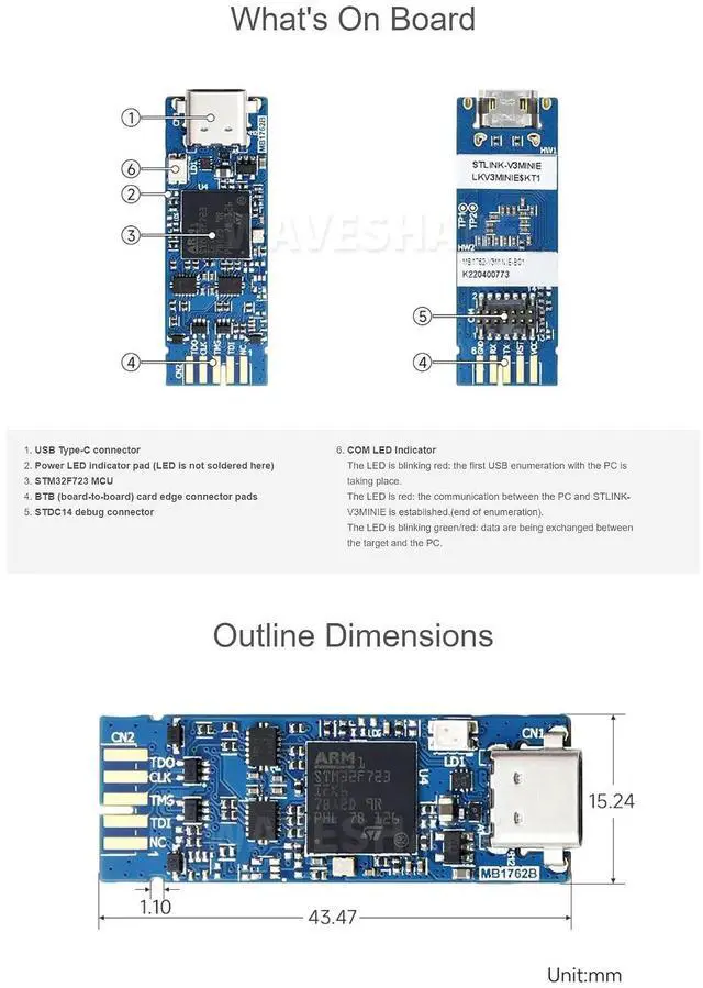 Alt view image 6 of 7 - Tiny STLINK-V3MINIE Debugger/Programmer for All STM32 MCUs with JTAG/SWD Interfaces