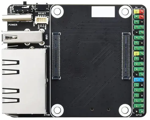 Main image of Mini Dual Gigabit Ethernet Base Board for Raspberry Pi Compute Module 4 (CM4 not Include), RJ45 Connector, 40PIN GPIO Header
