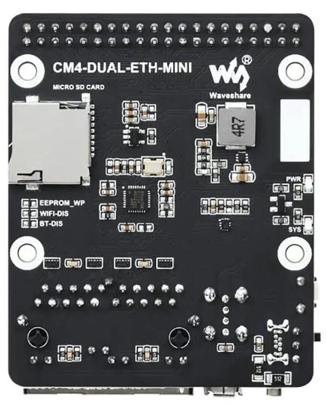 Alt view image 2 of 6 - Mini Dual Gigabit Ethernet Base Board for Raspberry Pi Compute Module 4 (CM4 not Include), RJ45 Connector, 40PIN GPIO Header
