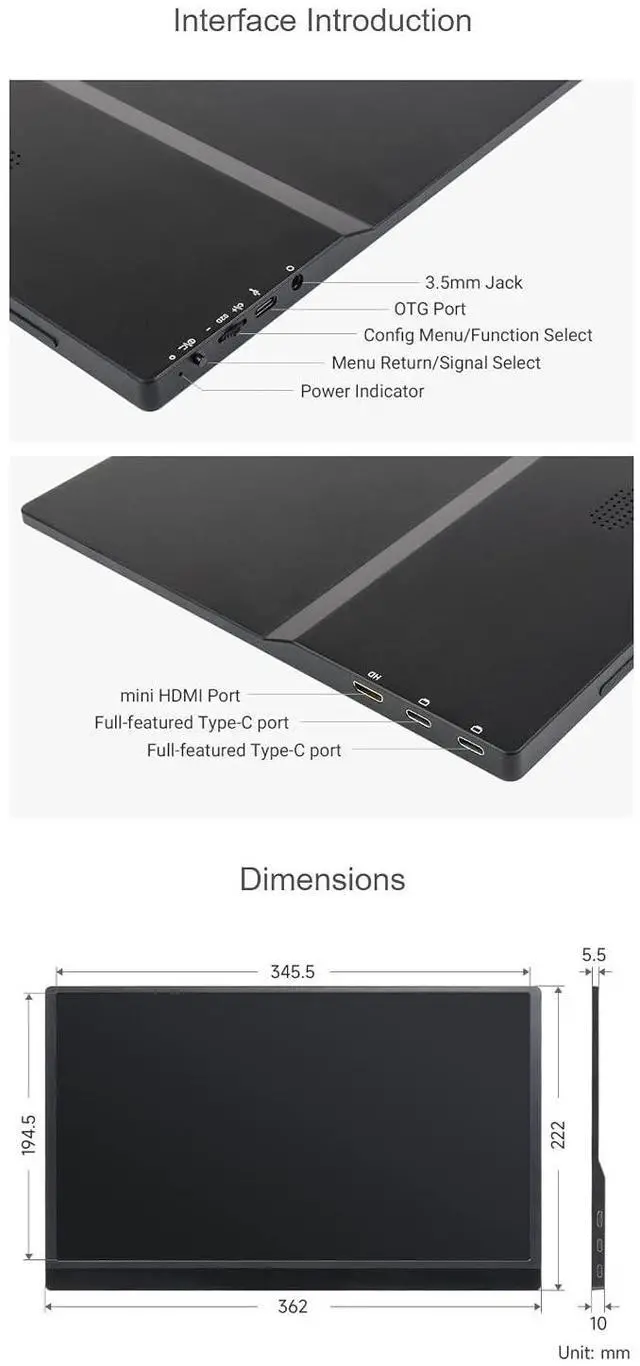 Alt view image 7 of 7 - 15.6inch Monitor with Stand Frame for Raspberry Pi/Jetson Nano/PC/Game Console, Thin and Light Design, No Touch IPS Screen, 1920 × 1080 Full HD, Support HDR