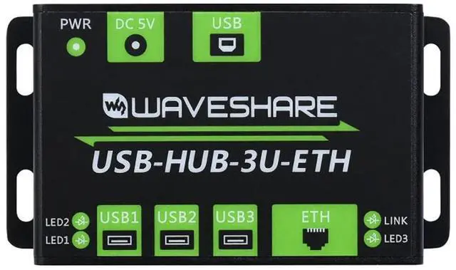 Main image of Industrial Grade Multifunctio USB HUB,3X USB 2.0 Ports Extended, 100M Ethernet Port, Multiple OS Support, Plug & Play