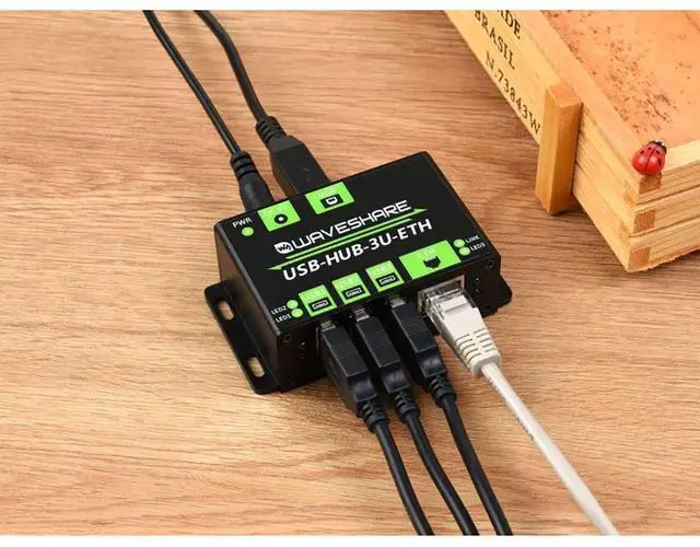 Alt view image 3 of 7 - Industrial Grade Multifunctio USB HUB,3X USB 2.0 Ports Extended, 100M Ethernet Port, Multiple OS Support, Plug & Play