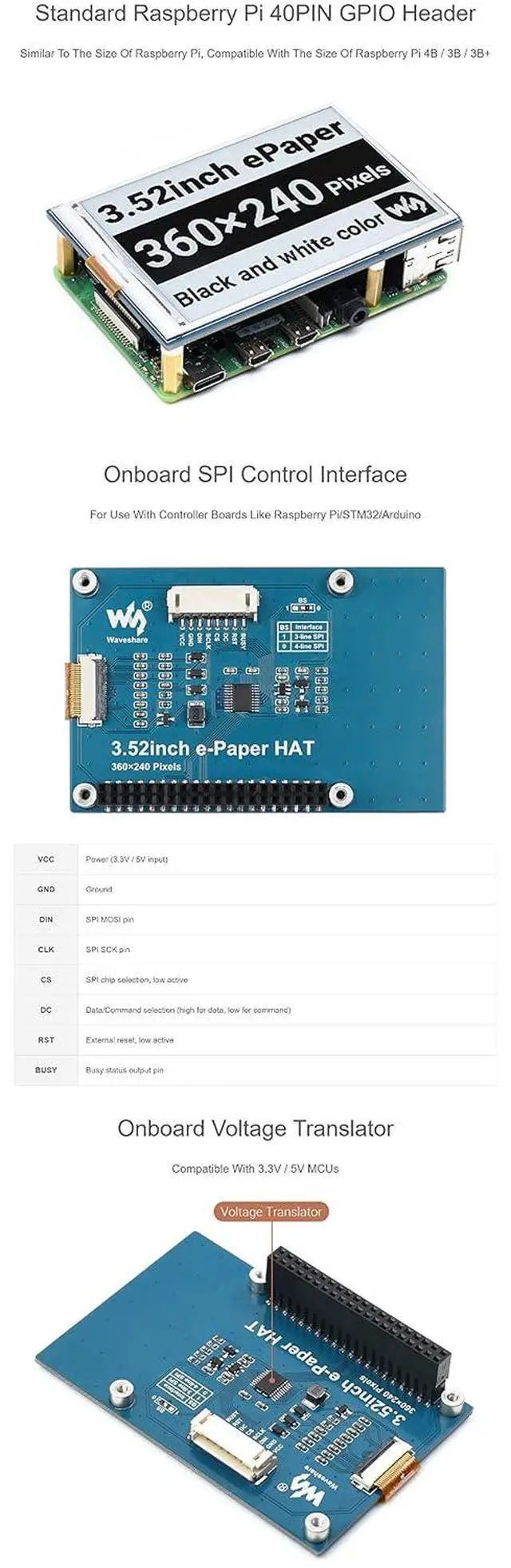 Alt view image 5 of 6 - 3.52inch E-Paper (with Board)