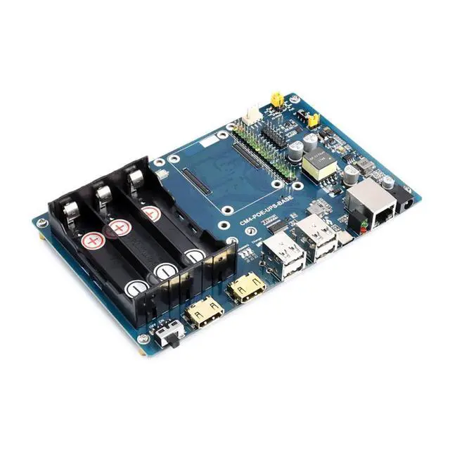 Alt view image 3 of 7 - PoE UPS Uninterruptible Power Supply Base Board for All Raspberry Pi Compute Module 4 (CM4), Dual HDMI, Quad USB2.0,40PIN GPIO Header