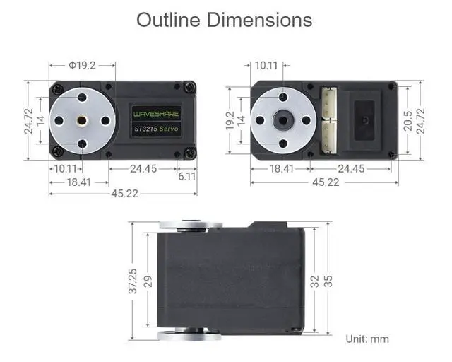 Alt view image 7 of 7 - 30KG Serial Bus Servo, High Precision and Switchable Torque,Servo/Motor Mode, Programmable 360 Degrees Magnetic Encoder