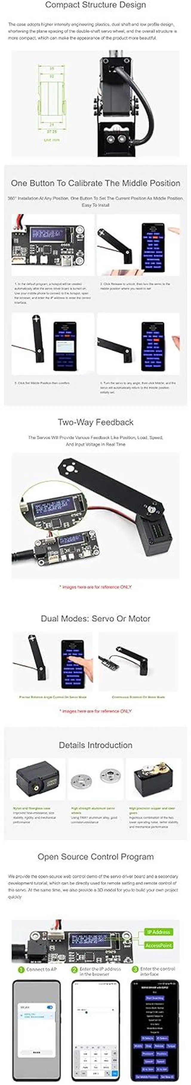 Alt view image 6 of 7 - 30KG Serial Bus Servo, High Precision and Switchable Torque,Servo/Motor Mode, Programmable 360 Degrees Magnetic Encoder