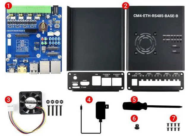Alt view image 4 of 7 - Dual ETH Quad RS485 Mini-Computer Base on Raspberry Pi Compute Module 4(CM4 NOT Included), Gigabit Ethernet, USB2.0