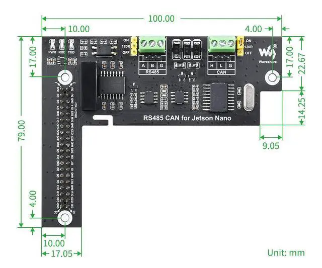Alt view image 7 of 7 - RS485 CAN Expansion Board for Jetson Nano, Isolation Circuit Design, Onboard TVS, Built-in Protection Circuit