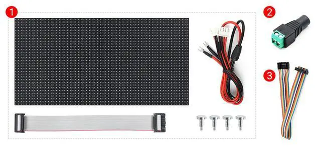 Alt view image 7 of 7 - RGB Full-Color LED Matrix Panel for Raspberry Pi and Ardui, 4mm Pitch, 64×32, Brightness Adjustable,2048 Individual RGB LEDs