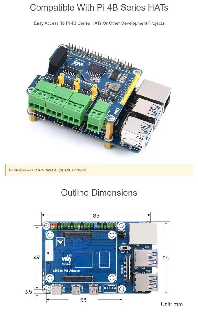 Alt view image 7 of 7 - CM4 to Pi 4B Adapter for Raspberry Pi, Use CM4 to Reproduce The Original Appearance of The Pi 4B, Alternative Solution