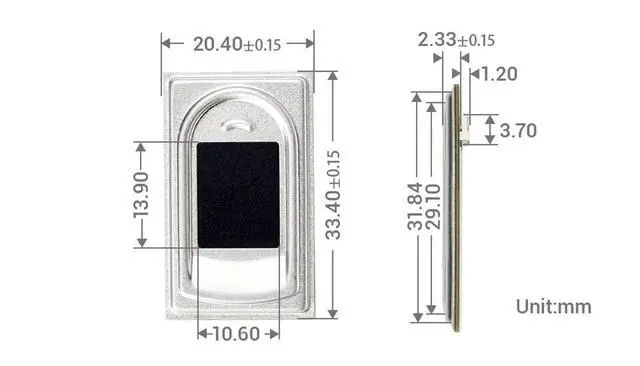 Alt view image 6 of 6 - Rectangle-Shaped All-in-One Capacitive Fingerprint Sensor (E) Compatible for STM32/Raspberry Pi, UART Connector, High Performance Cortex Processor