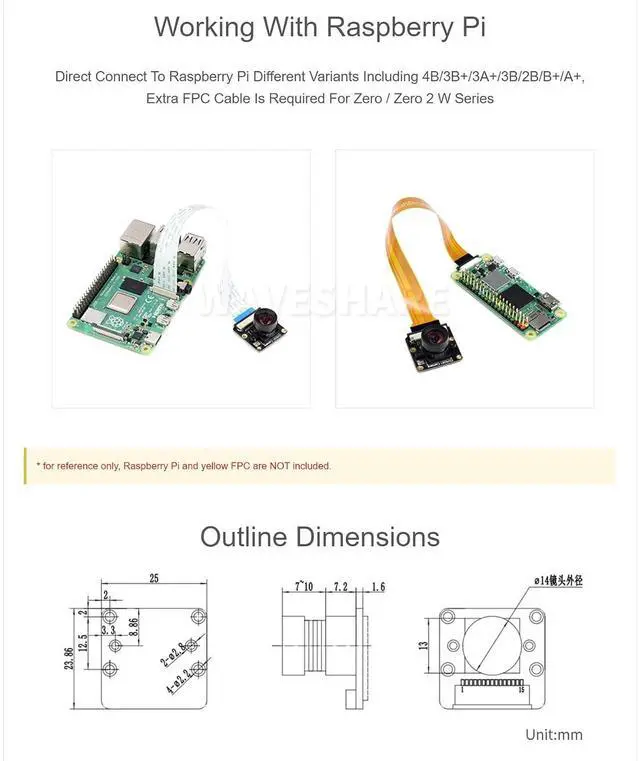 Alt view image 5 of 5 - OV9281-110 Mono Camera for Raspberry Pi Series Board, 110°FOV, Global Shutter, 1MP (1280 × 800)