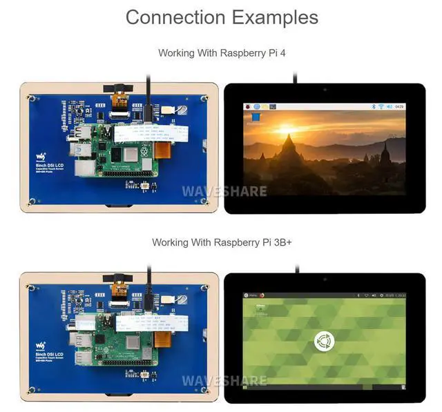 Alt view image 4 of 7 - 8inch Capacitive Touch Display Panel for Raspberry Pi Series Board, DSI Interface, with OV5647 5MP Front Camera, 800×480 Resolution