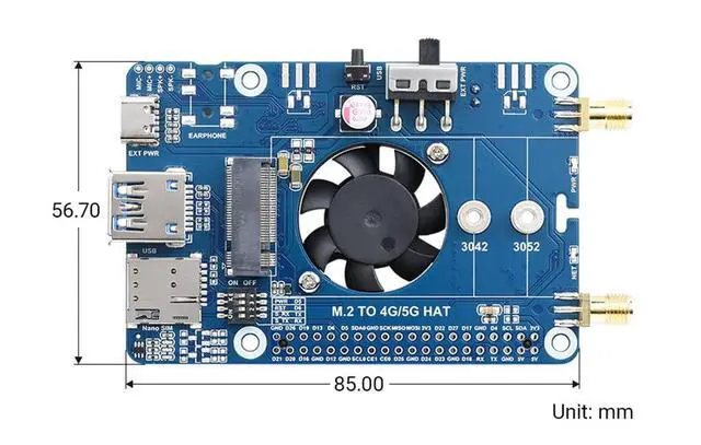 Alt view image 6 of 7 - EM06-E LTE Cat-6 HAT for Raspberry Pi/Jetson Nano, High-Accuracy GNSS, Dual Antennas LTE-A Networking, Multi Regions Multi Band
