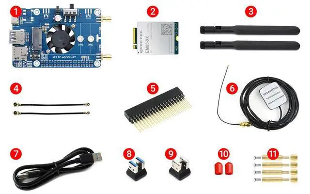 Alt view image 7 of 7 - EM06-E LTE Cat-6 HAT for Raspberry Pi/Jetson Nano, High-Accuracy GNSS, Dual Antennas LTE-A Networking, Multi Regions Multi Band