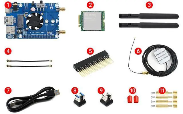 Alt view image 7 of 7 - SIM7600G-H M.2 4G HAT for Raspberry Pi/Jetson Nano, LTE CAT4 Global Band,High Speed, 4G/3G/2G Comunication, GNSS Positioning