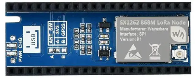 Main image of SX1262 LoRa Node Module for Raspberry Pi Pico Series Boards, Support LoRaWAN Protocol, Different Frequency Bands Available