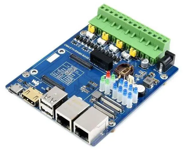 Alt view image 4 of 7 - Dual ETH Quad RS485 Base Board (B) Designed for Raspberry Pi Compute Module 4(CM4), USB2.0 Type A, Gigabit Ethernet RJ45, 4CH Isolated RS485
