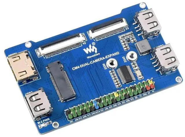 Alt view image 3 of 7 - Binocular Camera Base Board Designed for Raspberry Pi Compute Module 4(CM4) Lite/eMMC Variants,with Interface Expander Board & FFC Cable