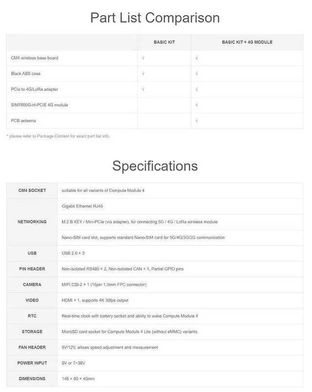 Alt view image 3 of 7 - Industrial IoT Wireless Expansion Module Based for Raspberry Pi Compute Module 4 (CM4),Support 4G/5G/LoRa, Multi Interfaces Come with 4G Module SIM7600G-H-PCIE