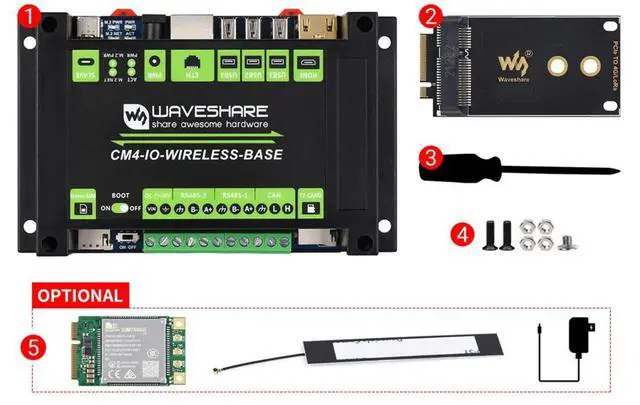 Alt view image 7 of 7 - Industrial IoT Wireless Expansion Module Based for Raspberry Pi Compute Module 4 (CM4),Support 4G/5G/LoRa, Multi Interfaces Come with 4G Module SIM7600G-H-PCIE