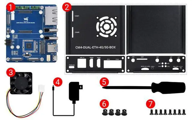 Alt view image 6 of 7 - Dual Gigabit Ethernet 5G/4G Mini-Computer Based On Pi Compute Module 4 (CM4 NOT Included), Cooling Fan Inside, Metal Case Cover