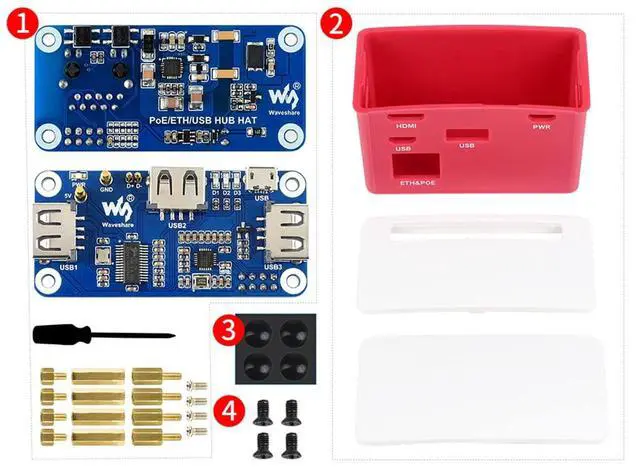 Alt view image 7 of 7 - PoE Ethernet/USB HUB Box Compatible with Raspberry Pi Zero Series, with PoE/ETH/USB HUB HAT Inside, 802.3af-Compliant, Includes 3X USB 2.0 Ports
