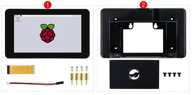 Alt view image 7 of 7 - 7inch Capacitive Touch IPS Display for Raspberry Pi 4B, 5-Points Touch, with Protection Case, 1024×600, Brightness Adjustable,DSI Interface