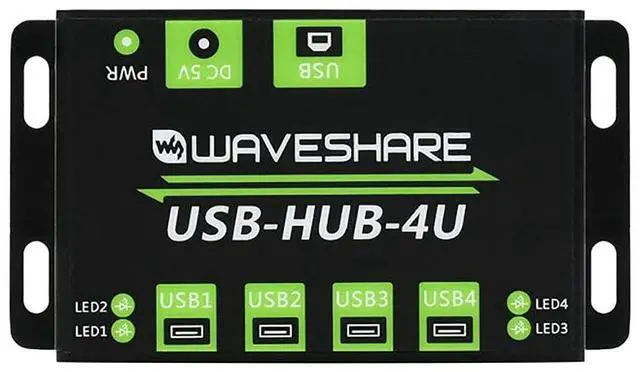 Main image of Industrial Grade USB HUB, with Metal Case, Extending 4X USB 2.0 Ports, ESD Protection, Support Multiple OS, Plug & Play