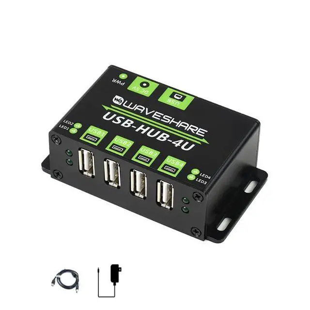 Alt view image 3 of 7 - Industrial Grade USB HUB, with Metal Case, Extending 4X USB 2.0 Ports, ESD Protection, Support Multiple OS, Plug & Play