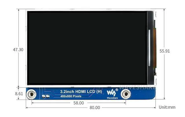 Alt view image 7 of 7 - 3.2inch HDMI IPS LCD Display (H) Fits Raspberry Pi/Jetson Nano/PC, 480×800, No Touch Screen, Adjustable Brightness