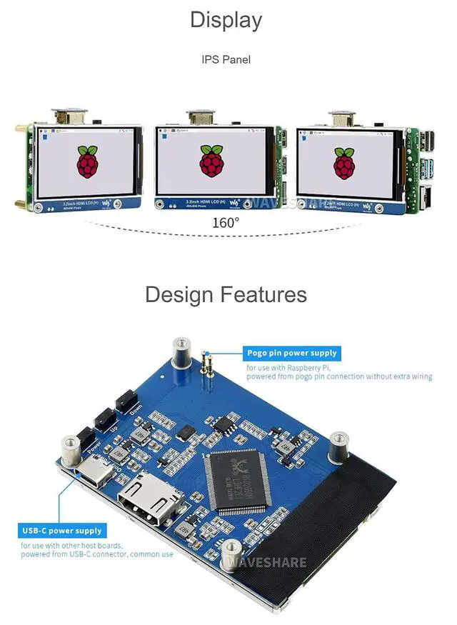 Alt view image 6 of 7 - 3.2inch HDMI IPS LCD Display (H) Fits Raspberry Pi/Jetson Nano/PC, 480×800, No Touch Screen, Adjustable Brightness